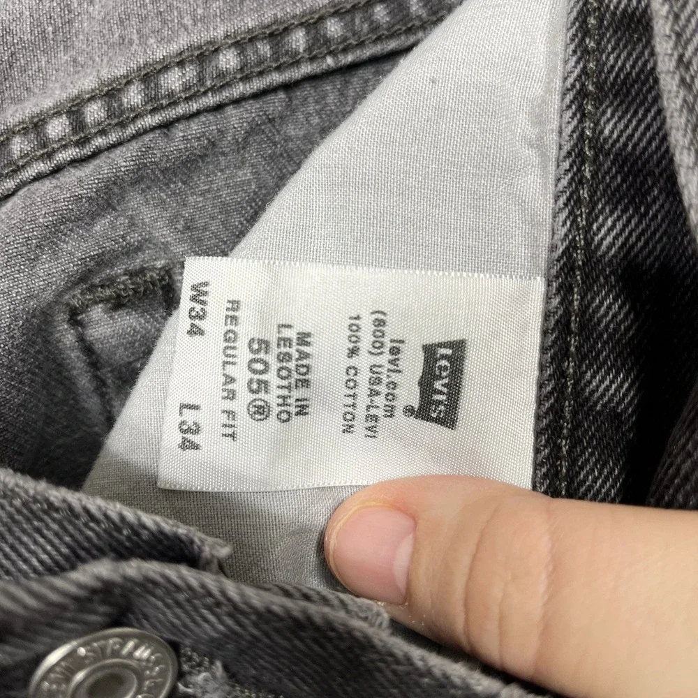 Vintage Y2K Levis 505 Jeans Mens 34x34‎ Black Straight Faded distressed